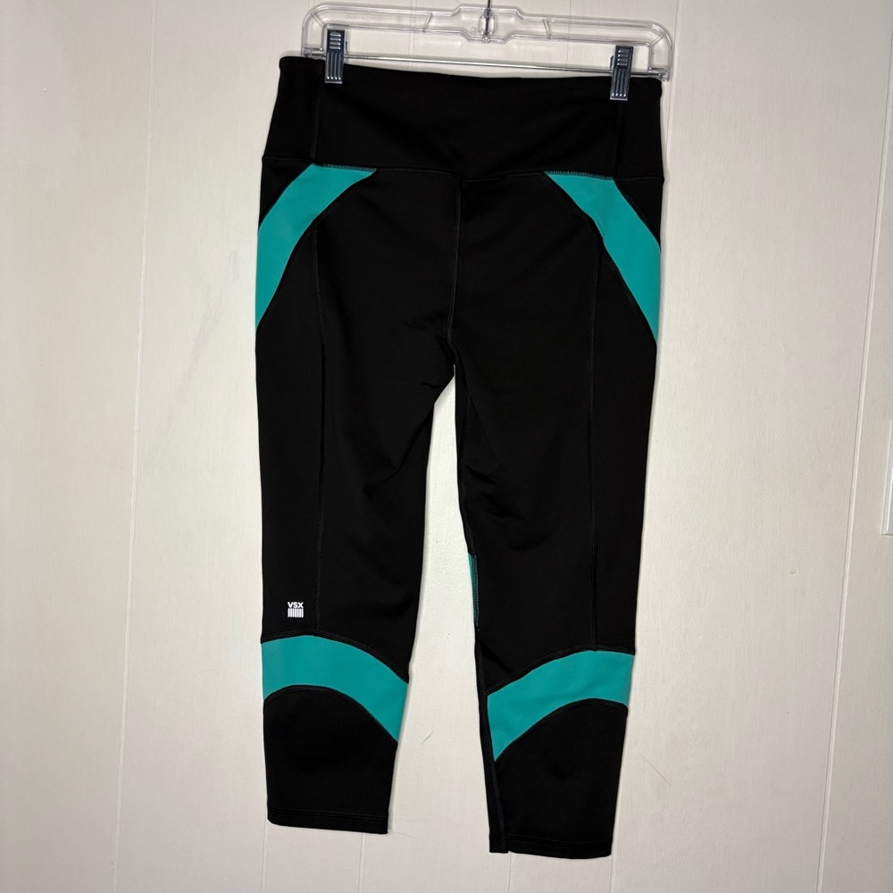 Victoria's Secret Black and Green Leggings with Stretchy Fabric